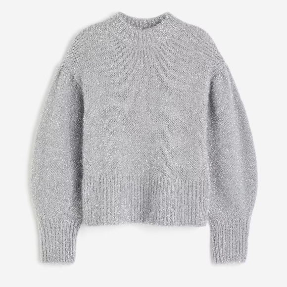 H&M NWOT Silver Metallic women’s Sweater SZ XS New Year’s Eve Christmas parties! - Picture 2 of 4